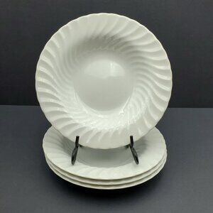 Johnson Brothers Regency Rim Soup Bowls White Swirl Shallow Rimmed Bowls